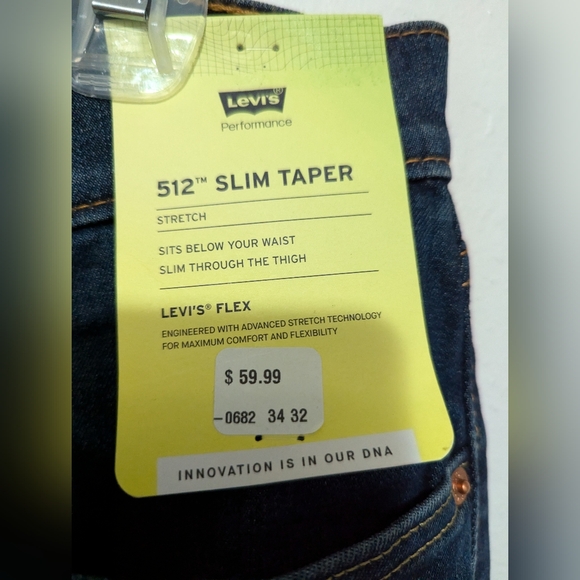 NWT Levi's Men's 512 Slim Taper Stretch Jeans Size 34x32 - Picture 3 of 7